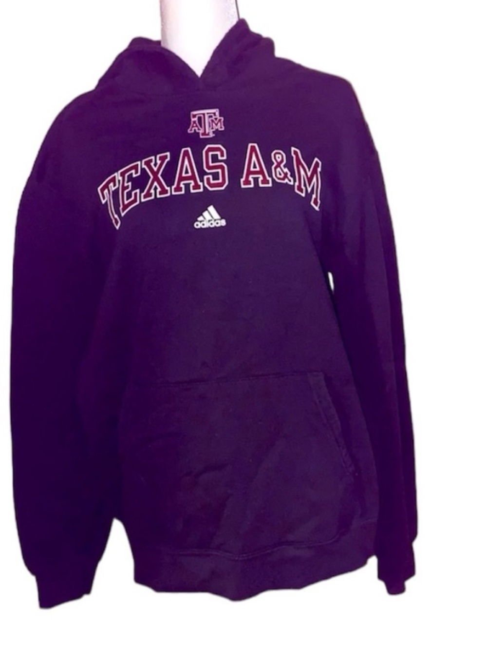 Texas A&M Unisex Adidas Black Hoodie with Maroon Writing